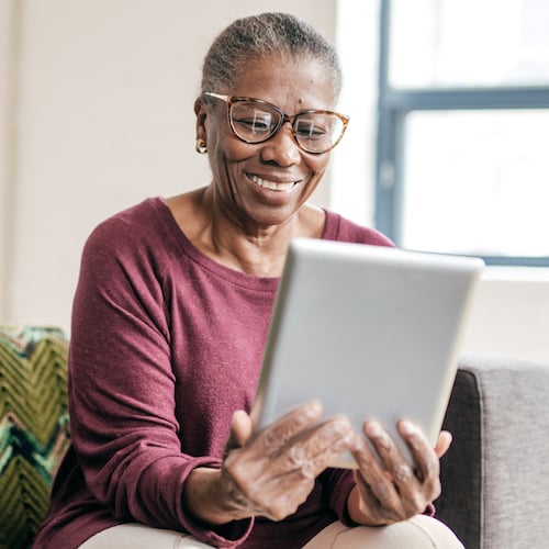 woman on tablet